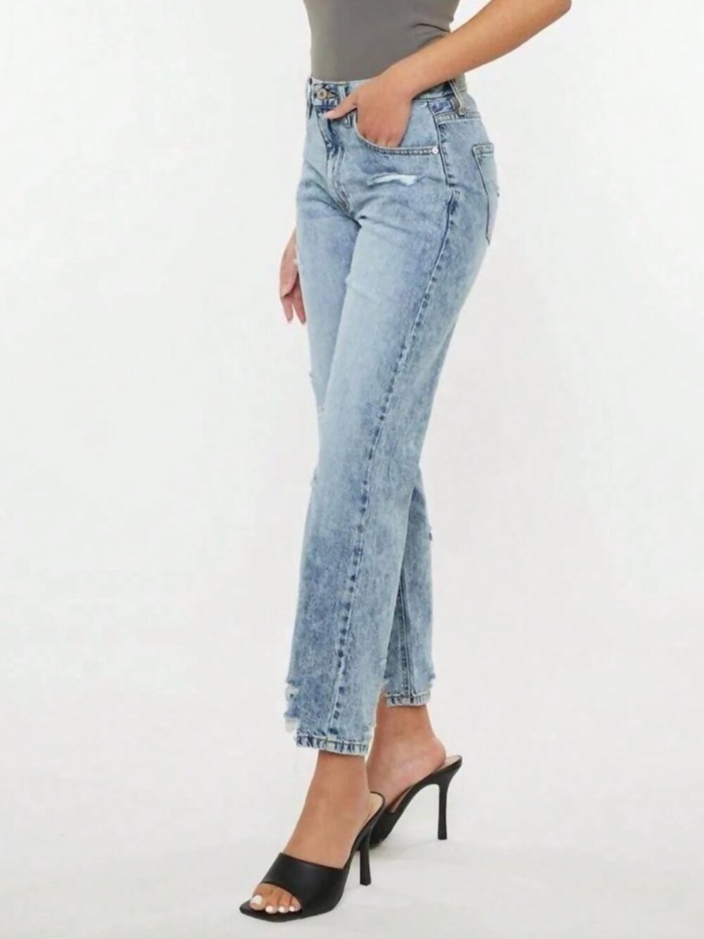KanCan Trevie Ultra High Rise Straight Leg Distressed Jeans Size 3/25 - Picture 2 of 9